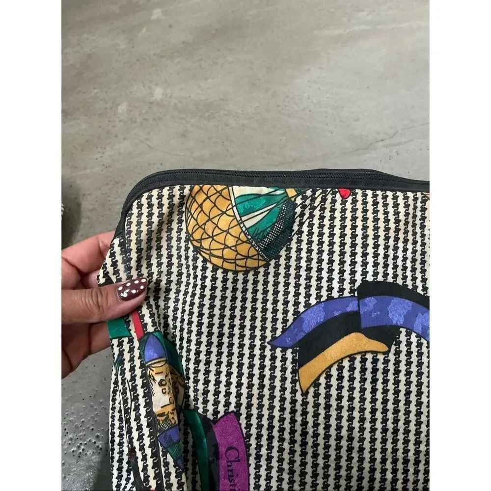 Christian Dior Vintage Air Balloon Printed Cosmetic Bag Bundle | Black and White